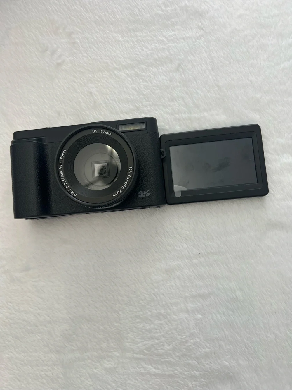 4K Ultra HD Black Digital Camera with Flip LCD